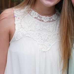 Altar’d State Cream Off White Floral Embroidered Lace Flowy Dress Size M